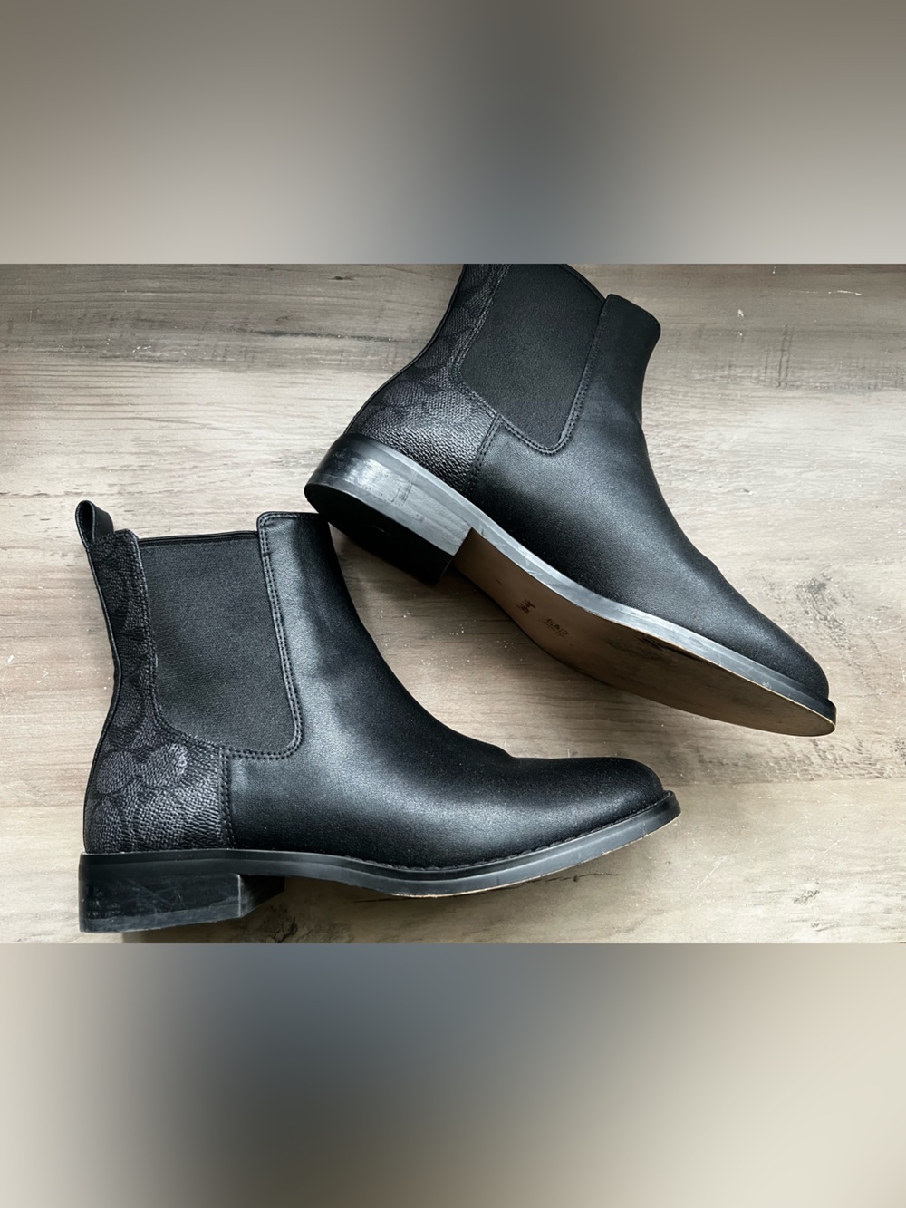 NEW Coach Women's Meredith Signature Canvas Chelsea
Ankle Black Boots, Size 6B